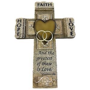 Abbey Gift Faith, Hope, and Love Marriage Wall Cross with Bible Verse Wedding...